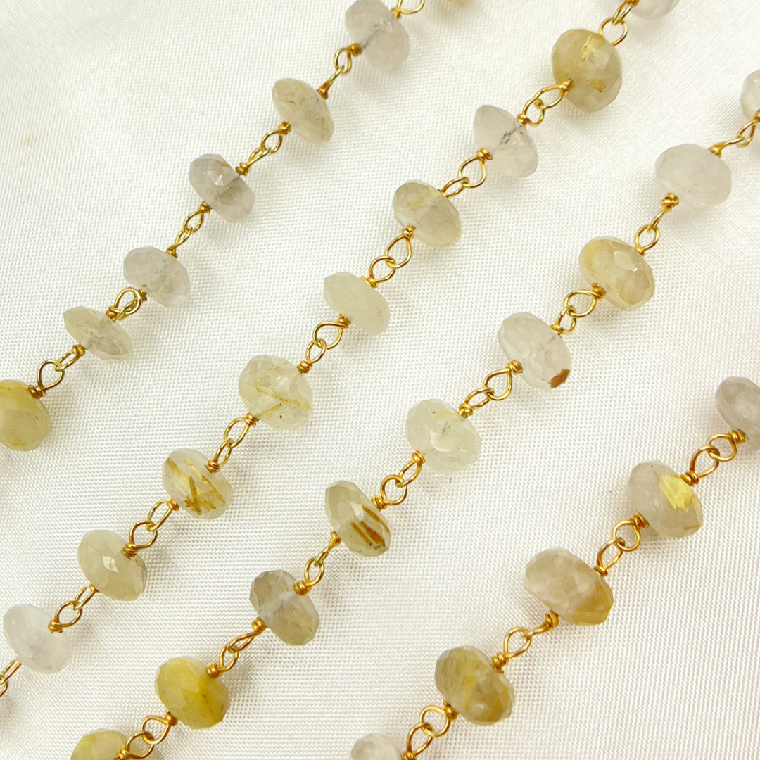 Golden Rutile Gold Plated 925 Sterling Silver Wire Chain.