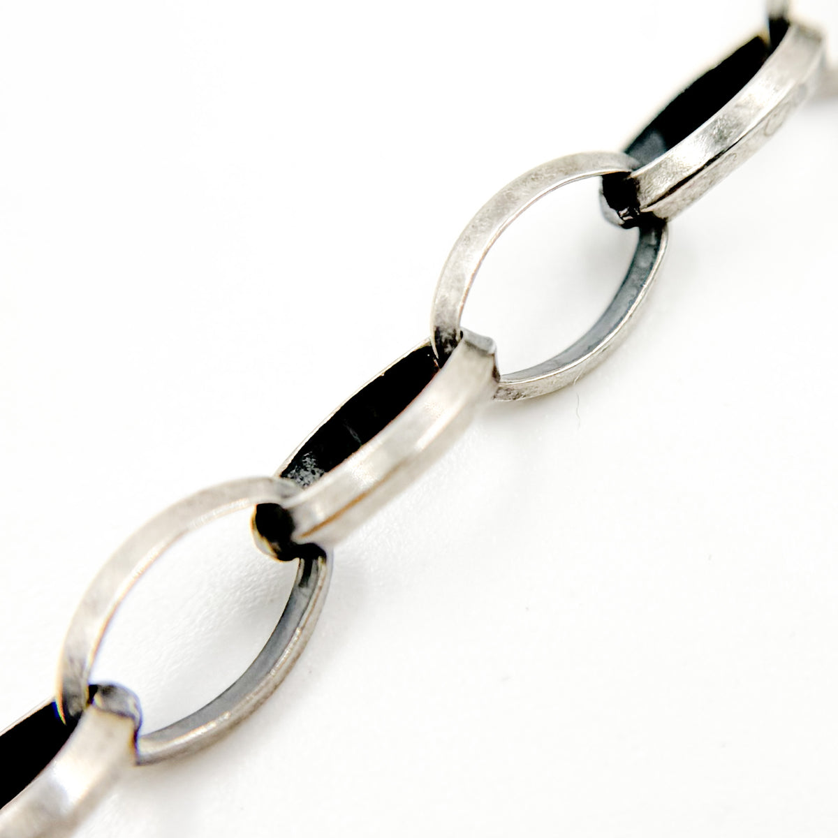  Oxidized Sterling Silver Marquise Shape Link Chain