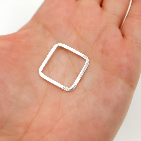 SS1SS. 20MM White Sterling Silver Brushed Square Connector