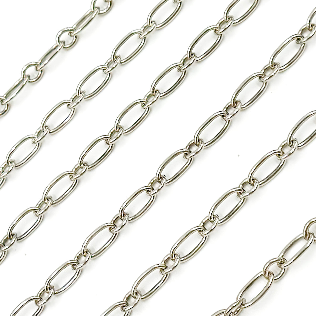 Short Chain Element Oxidized Sterling Silver Smooth Long and Short Link Chain