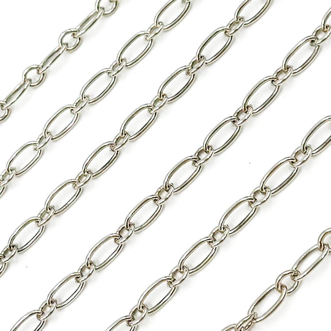 Y135OX. Oxidized Sterling Silver Smooth Long and Short Link Chain