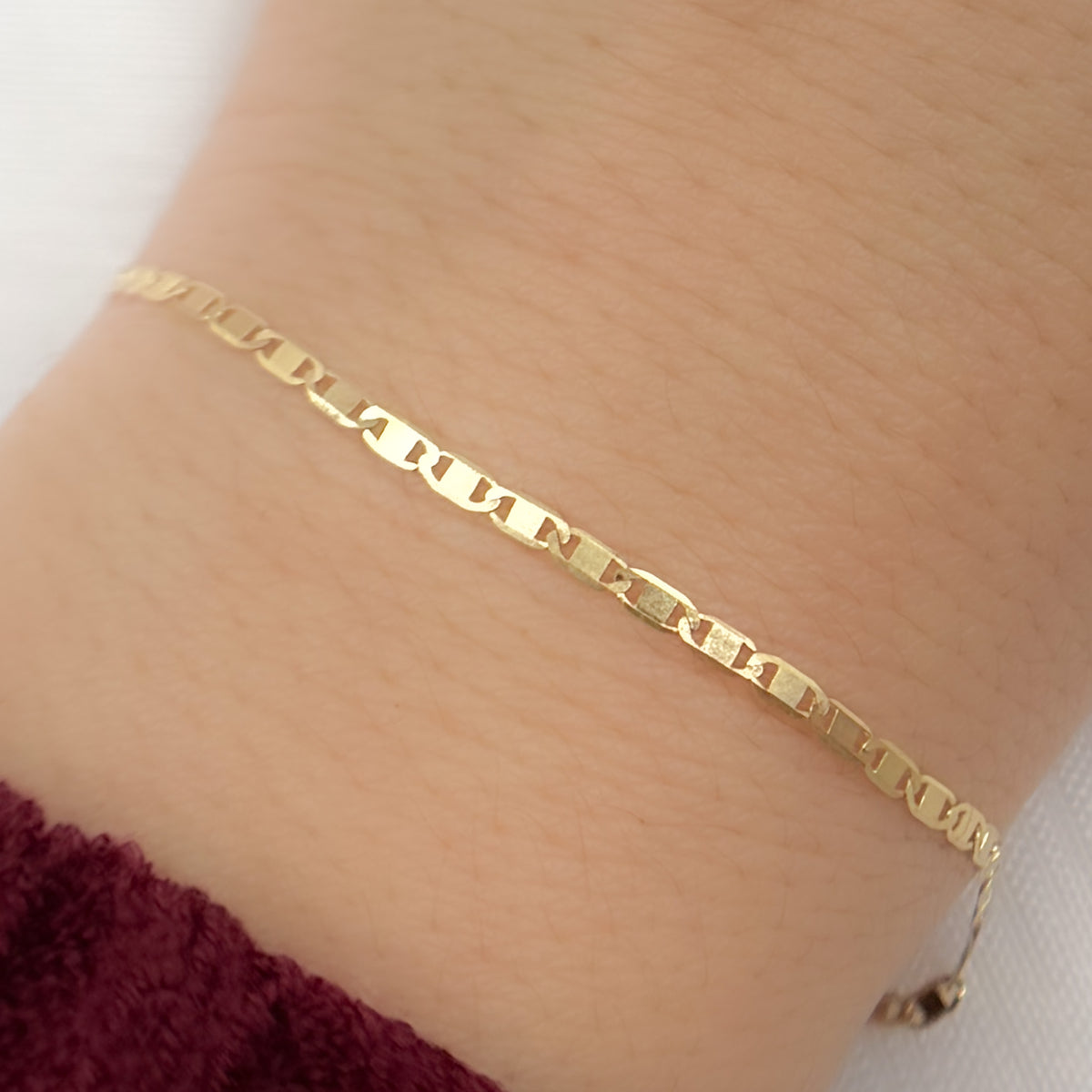 14k Solid Gold Mirror Marina Link Bracelet