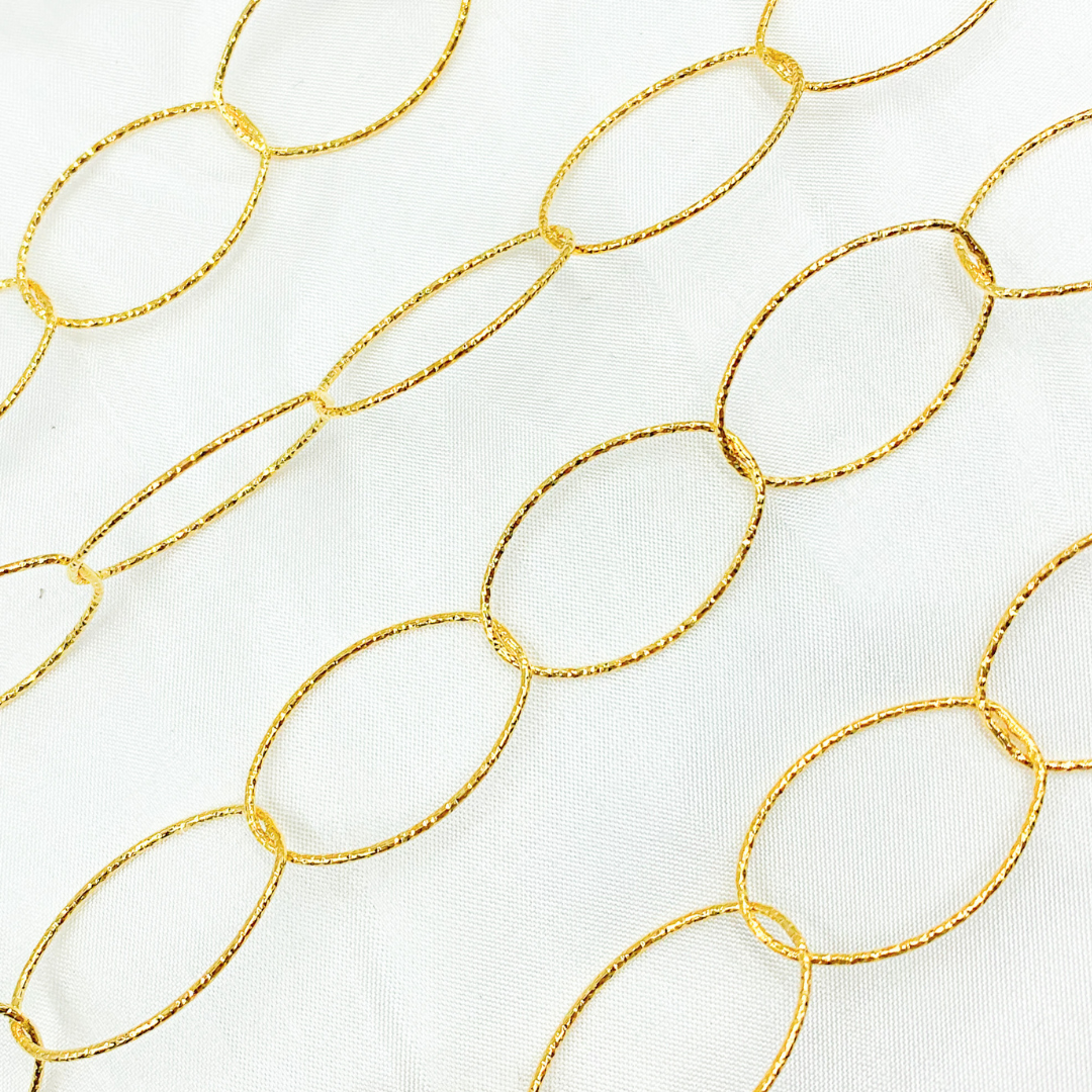 Y26GP. Gold Plated 925 Sterling Silver Diamond Cut Oval Link Chain.