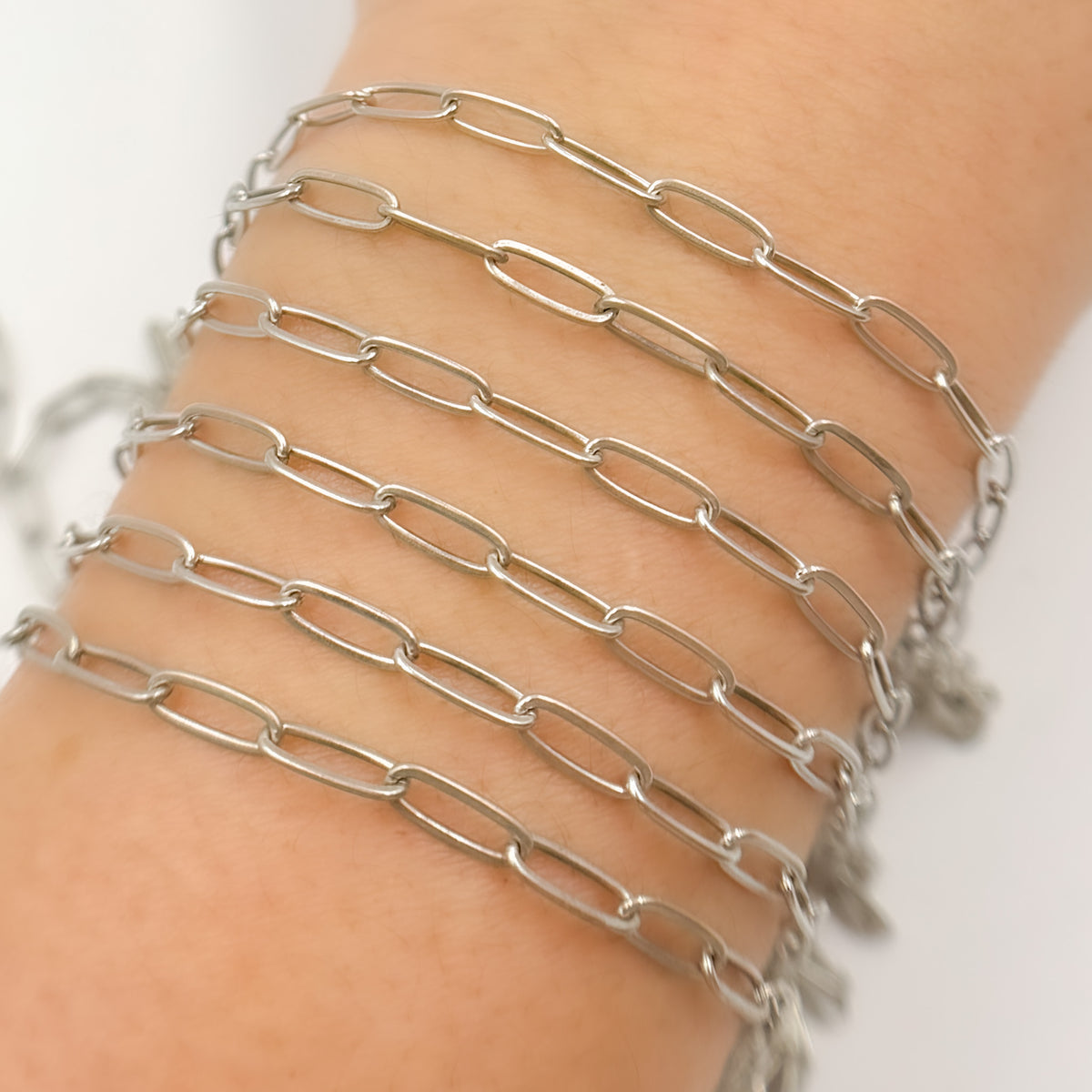 Oxidized Sterling Silver Flat Paperclip Chain