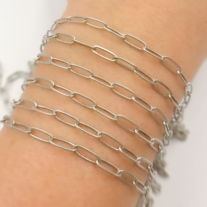 Oxidized Sterling Silver Flat Paperclip Chain