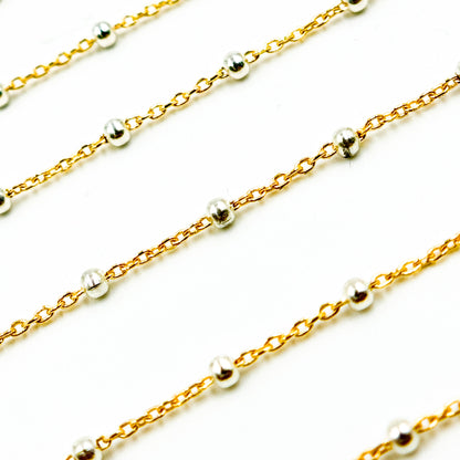 V288TT. Gold Filled with Sterling Silver Beads Satellite Chain
