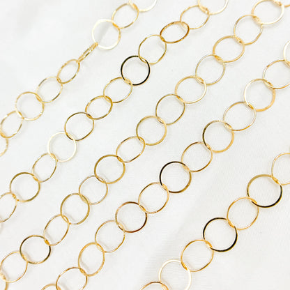 14K Gold Filled Flat Round Link Chain