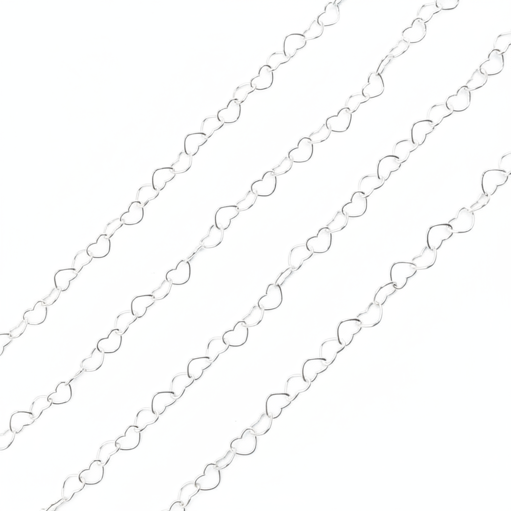 Y112SS.  Sterling Silver Heart Link Chain