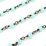 Load image into Gallery viewer, PCL8. Aqua Color Chalcedony Black Rhodium 925 Sterling Silver Wire Chain

