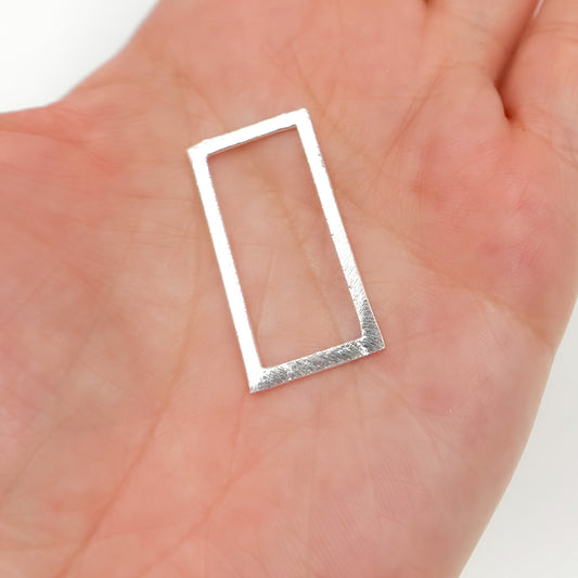 RS3SS. 40MM White Sterling Silver Brushed Rectangle Connector