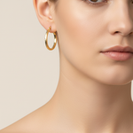 Load image into Gallery viewer, GER161. 14K Solid Gold Hollow Flat Diamond Cut Hoop