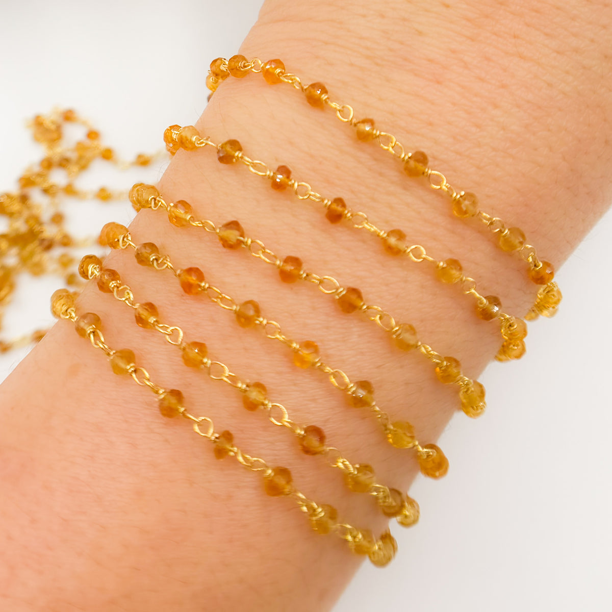 Citrine Wire Wrap Chain