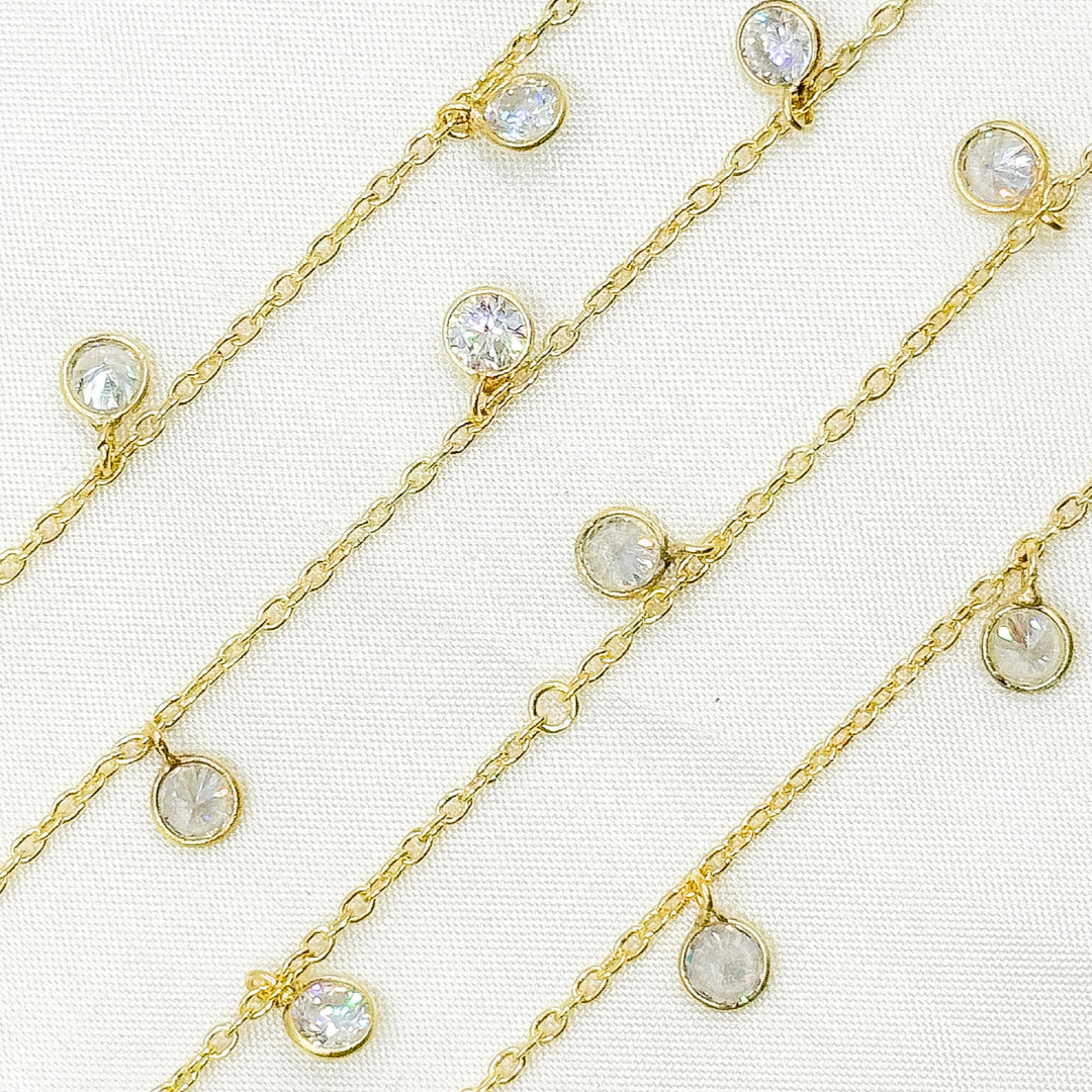 Cubic Zirconia Round 4mm Shape Dangle Chain