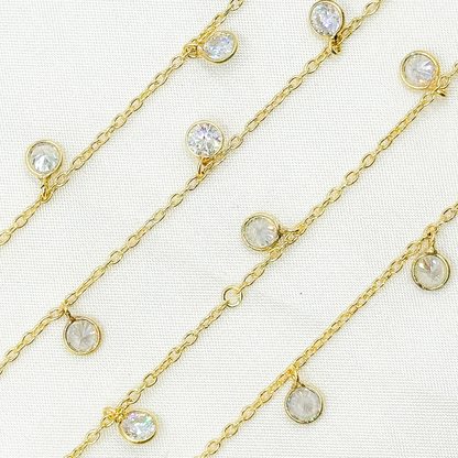 Cubic Zirconia Round 4mm Shape Dangle Chain