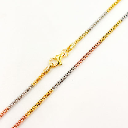 Tri-Tone Sterling Silver Layering Snake Necklace
