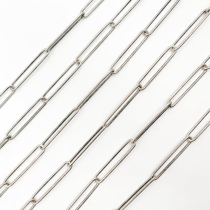 Oxidized Sterling Silver Smooth Long Paperclip Chain