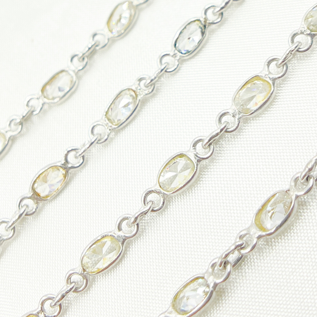 Cubic Zirconia Small Oval Shape Connected Chain