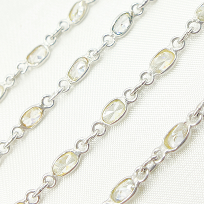 Cubic Zirconia Small Oval Shape Connected Chain