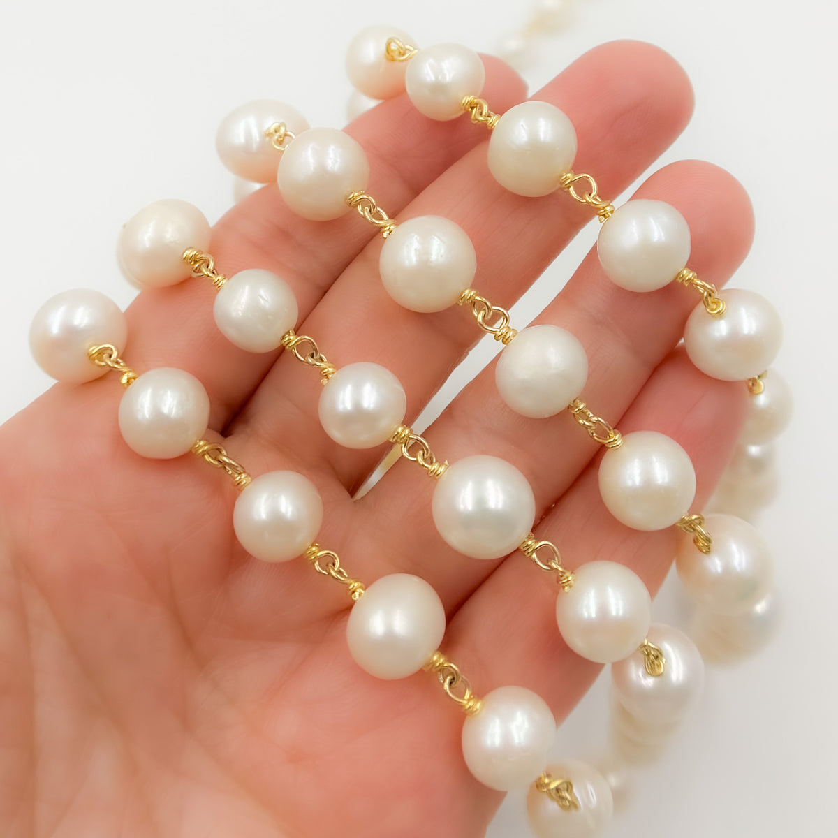 Gold Plated Wire Freshwater Pearl Chain