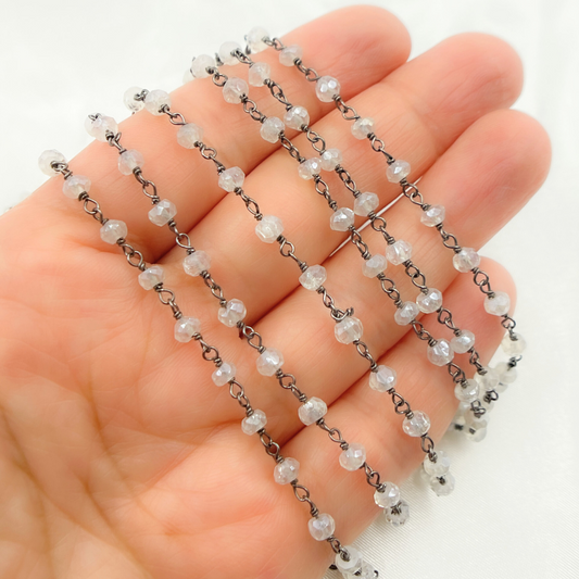 Coated White Topaz Wire Wrap Chain