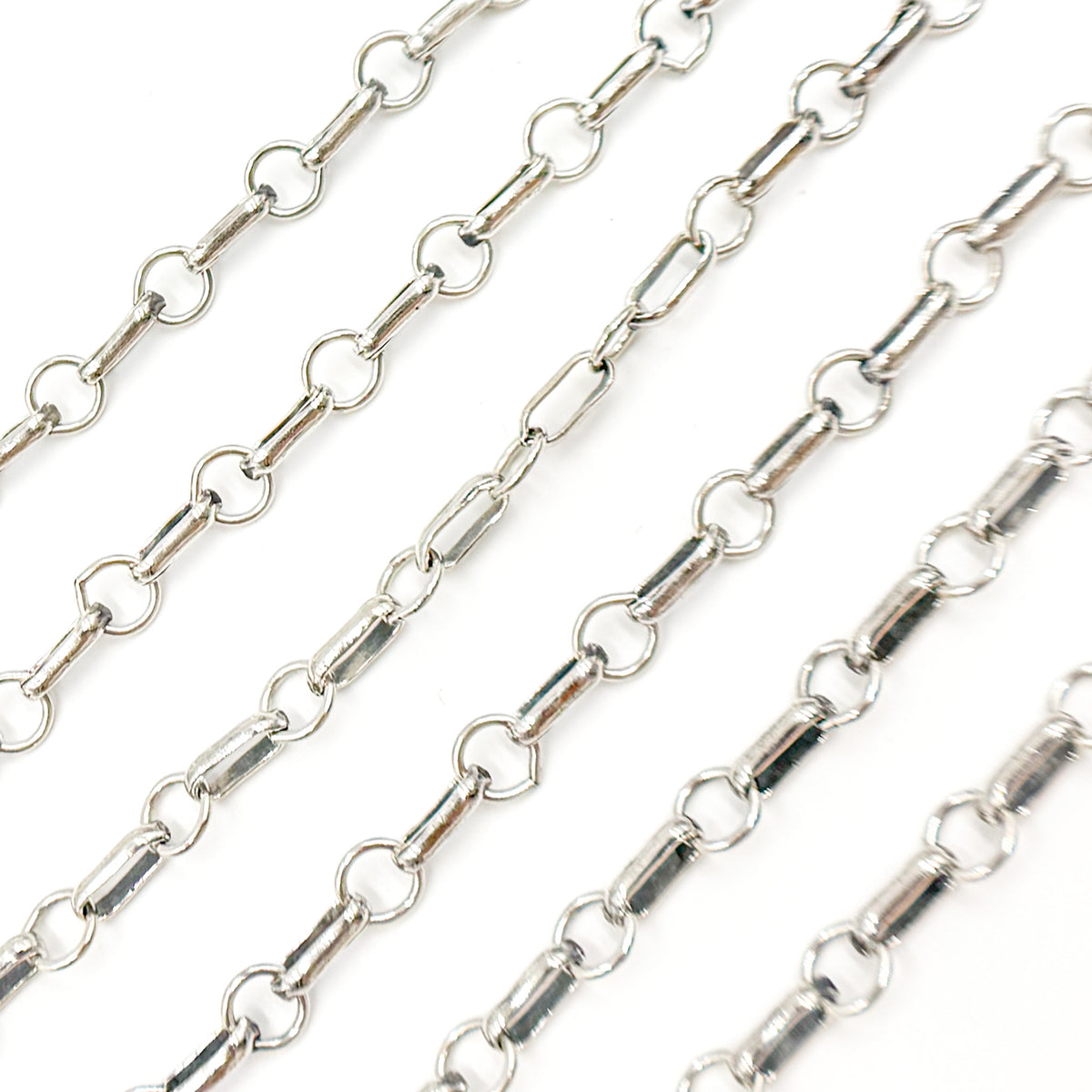 Oxidized Sterling Silver Oval and Round Cable Link Chain