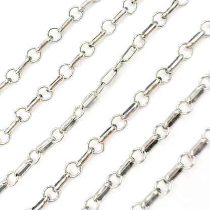 Oxidized Sterling Silver Oval and Round Cable Link Chain