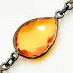 Load image into Gallery viewer, Hydro Quartz Citrine Color Pear Shape Bezel Oxidized Wire Chain. HQ1
