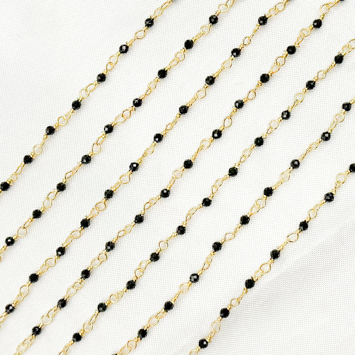 Black Spinel Gold Plated Sterling Silver Wire Chain