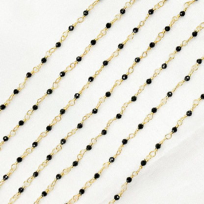Black Spinel Gold Plated Sterling Silver Wire Chain