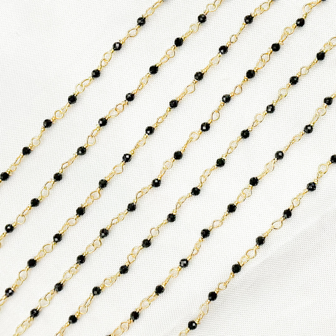 BSP60. Black Spinel Gold Plated Sterling Silver Wire Chain