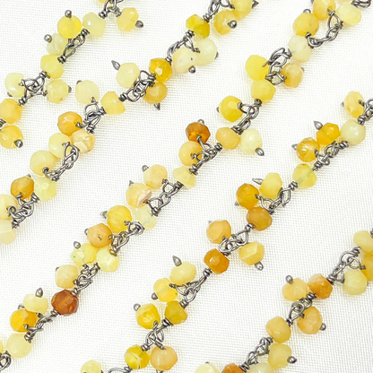 Yellow Opal Cluster Dangle Oxidized Wire Chain
