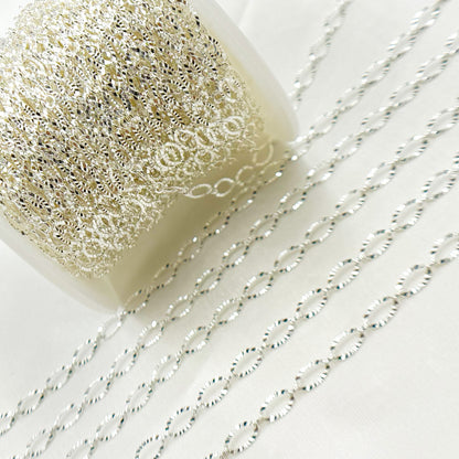 Sterling Silver Diamond Cut Oval Cable Chain