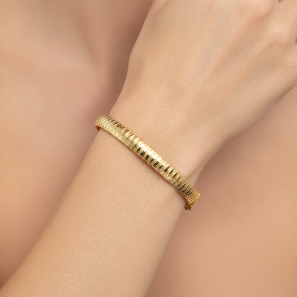 Bangle20. 14K Solid Gold Matte Textured Bangle