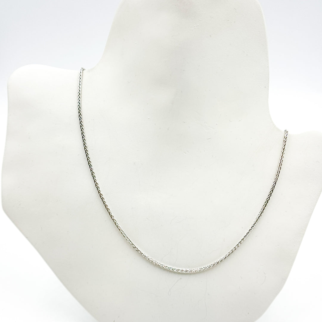 035SP3TFWG. 14K White Solid Gold Wheat Chain