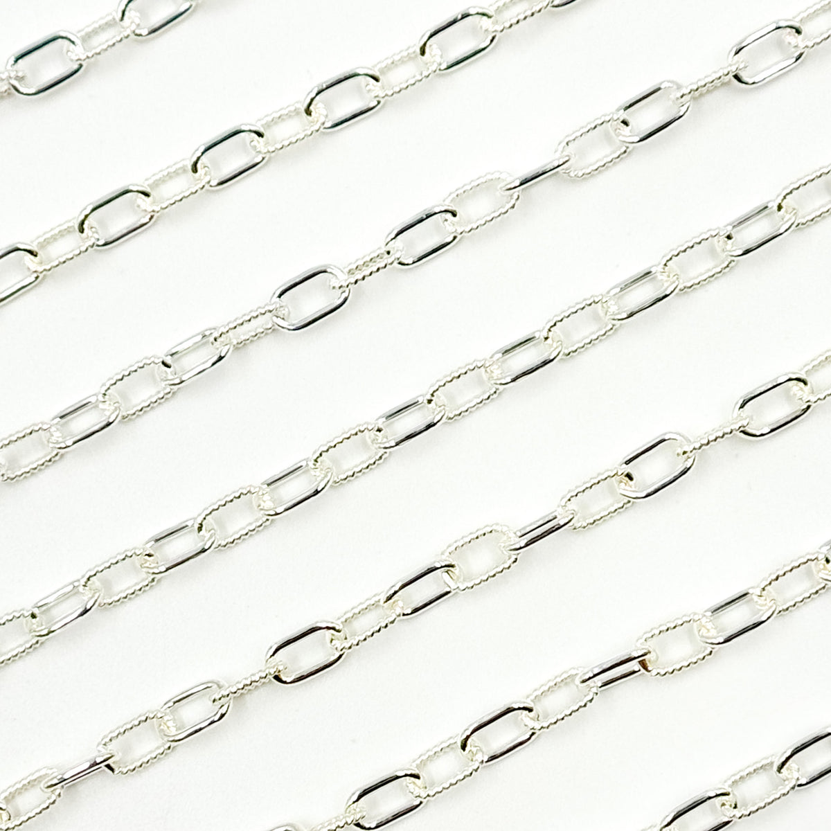 Shop Now 925 Sterling Silver Elongated Twisted and Plain Cable Link Chains