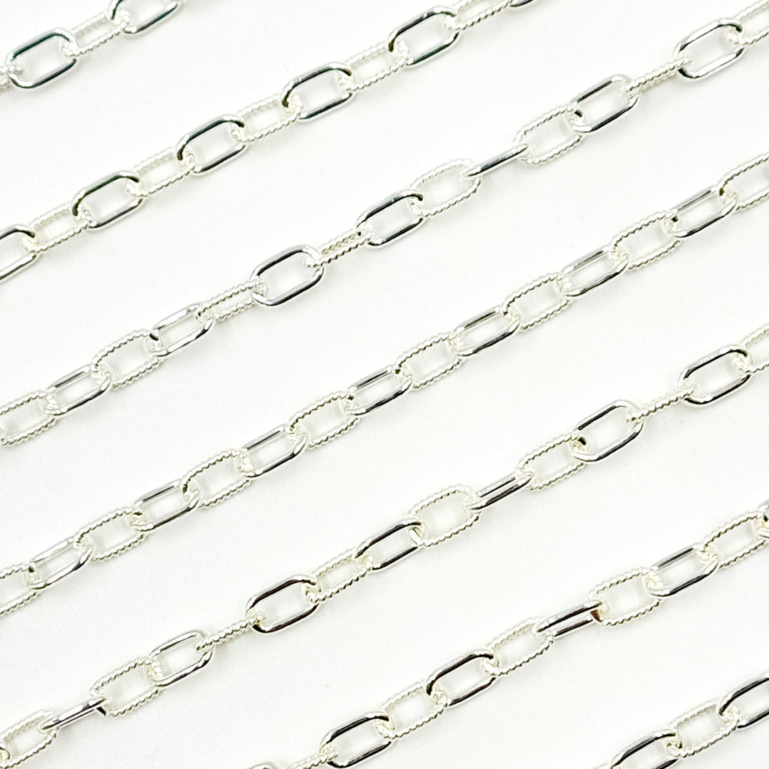 Shop Now 925 Sterling Silver Elongated Twisted and Plain Cable Link Chains