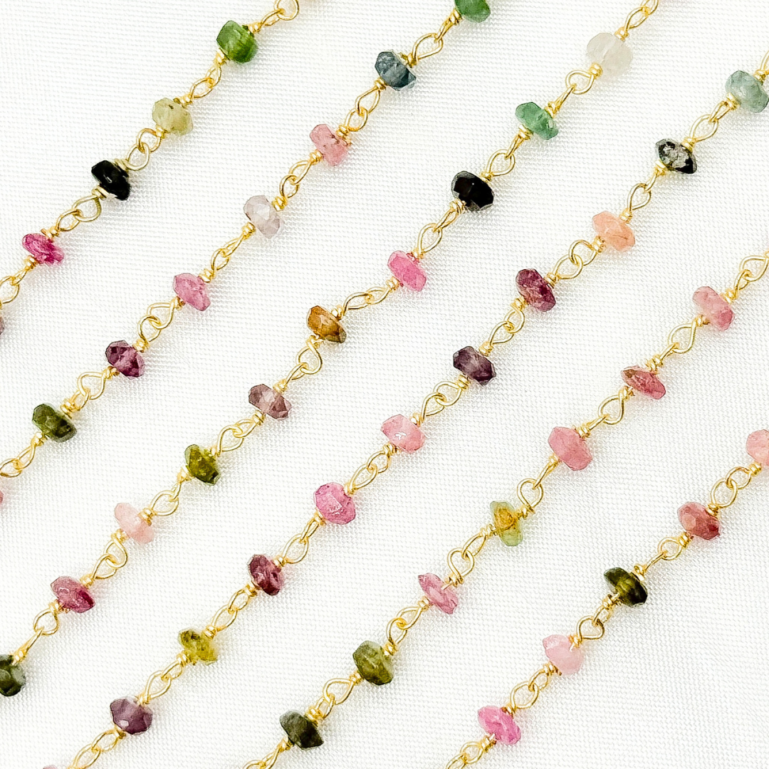 Multi Tourmaline Gold Plated Wire Chain. MTO7