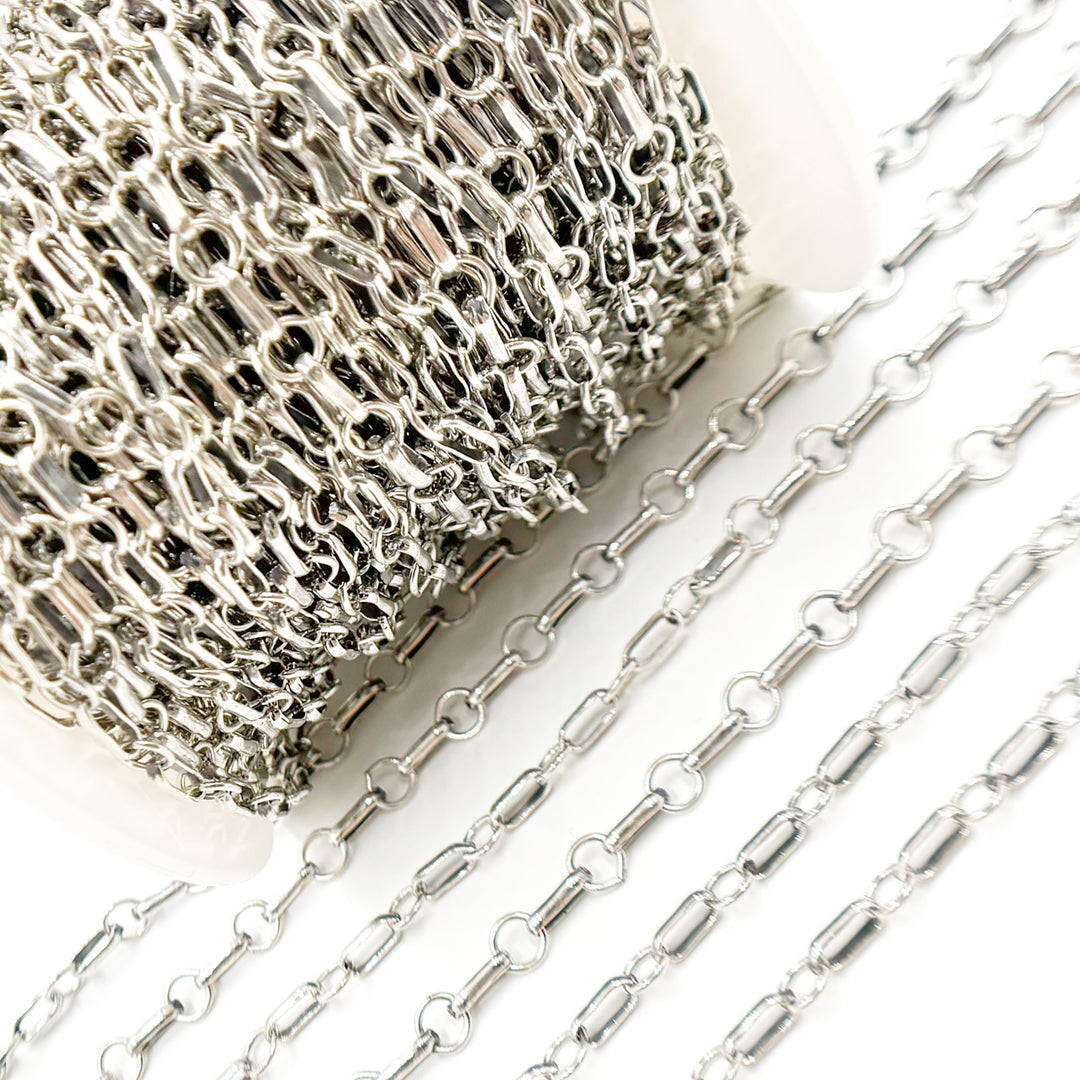 Oxidized Sterling Silver Oval and Round Cable Link Chain