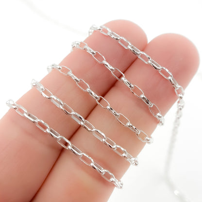Sterling Silver Diamond Cut Box Link Chain