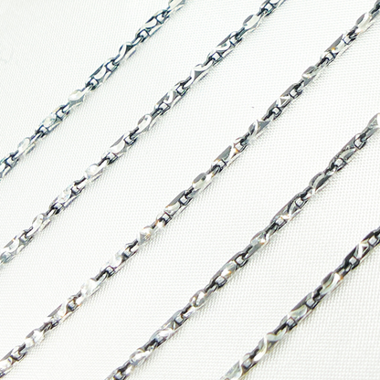 Black Rhodium 925 Sterling Silver Diamond Cut Bars