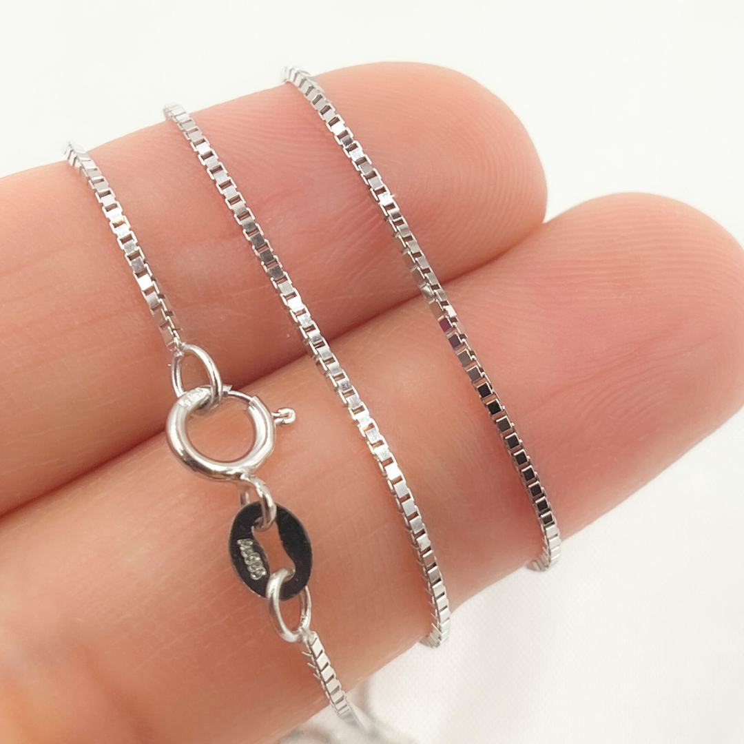 14k Solid White Gold Link Box Chain