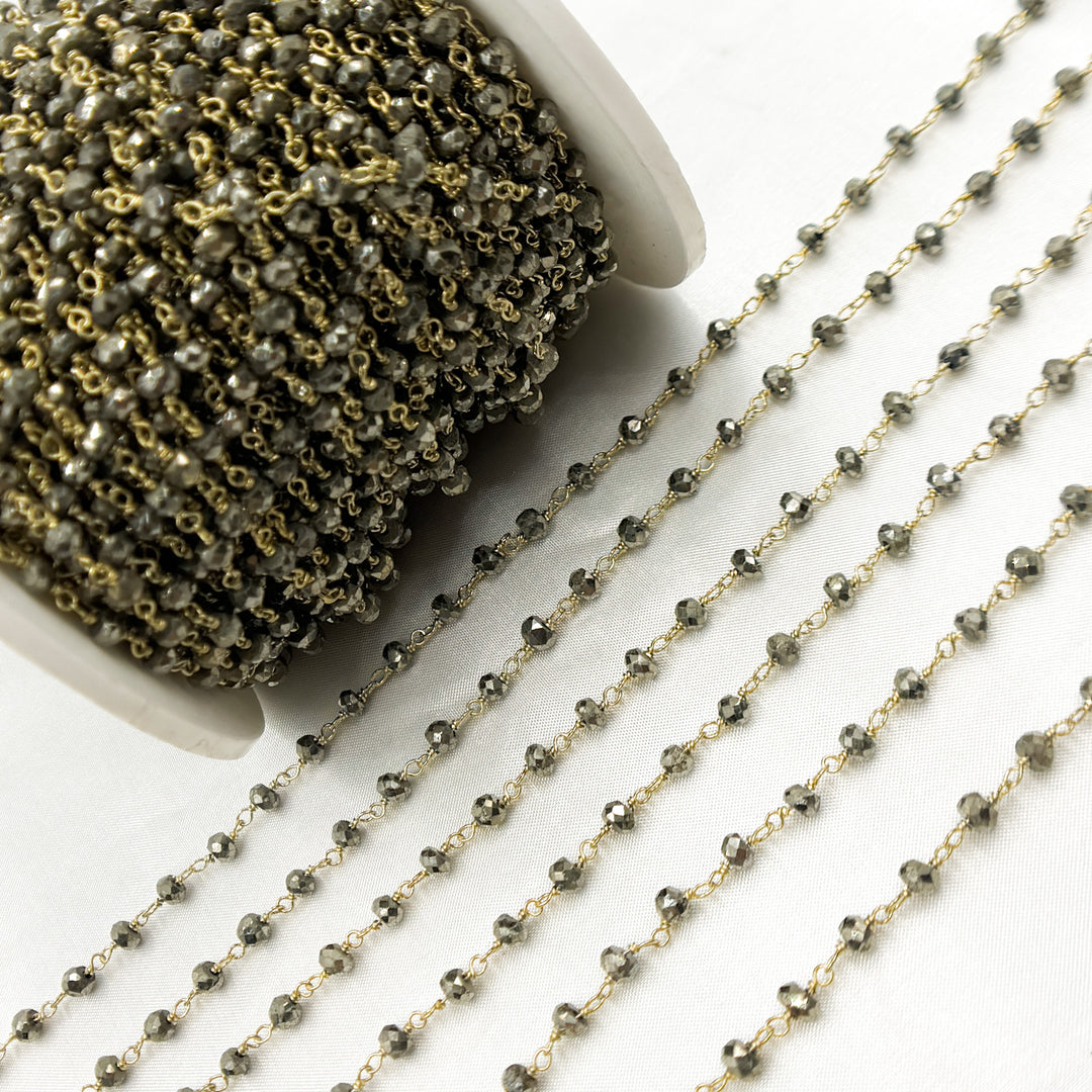 Pyrite Gold Plated 925 Sterling Silver Wire Chain. PYR70