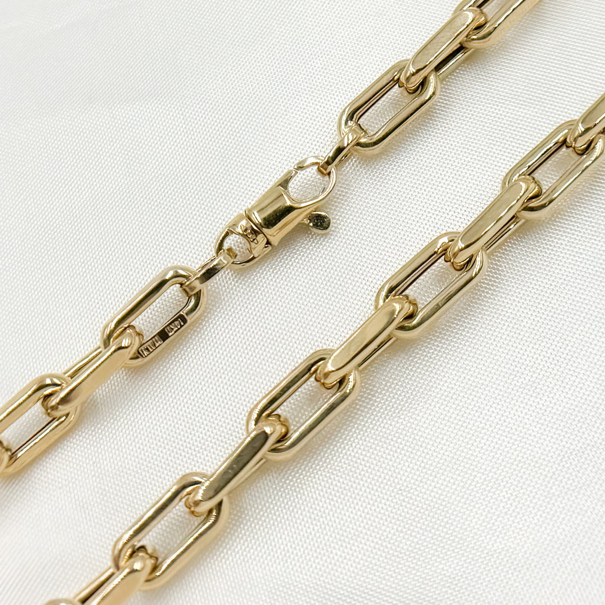 14K Solid Hollow Gold Smooth Paperclip Chain