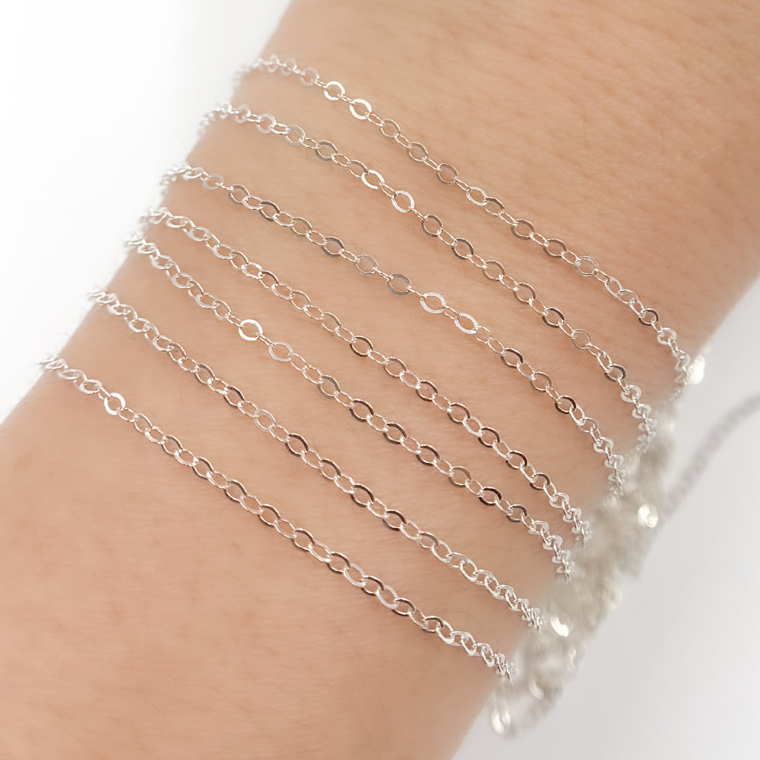 1218FSS. Sterling Silver Flat Cable Chain