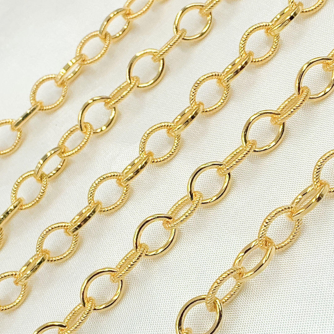 589GF. 14k Gold Filled Cable Smooth and Hammered Links Chain