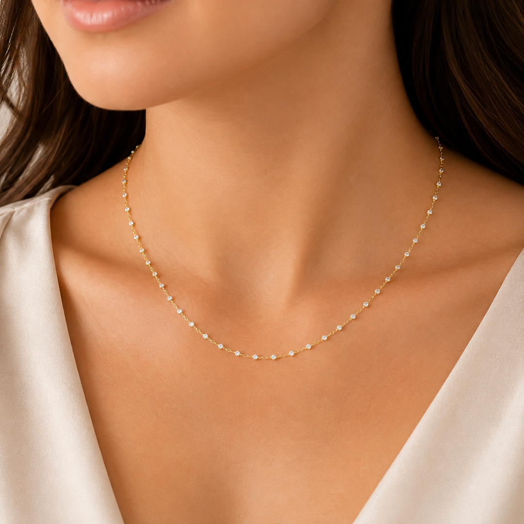 029R02S0QT4P5B958. 14K Solid Yellow Gold Satellite Cubes Chains