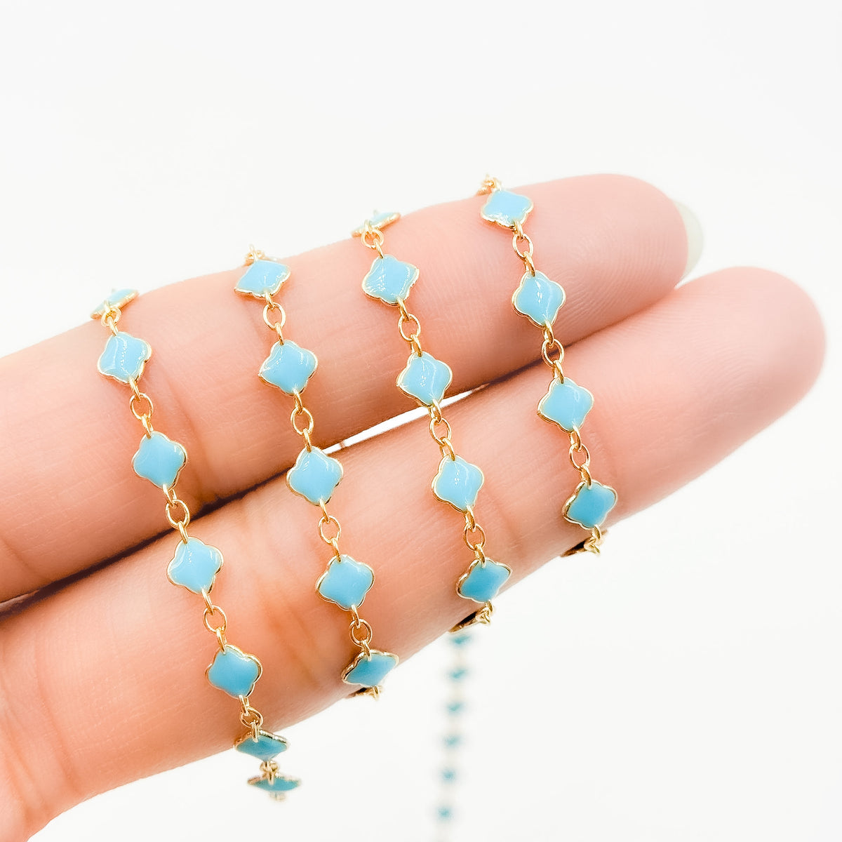V315ENGF. 14K Gold Filled Enamel Clover Link Chains