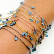 Created Blue Opal Tear Drop Shape Dangle Chain