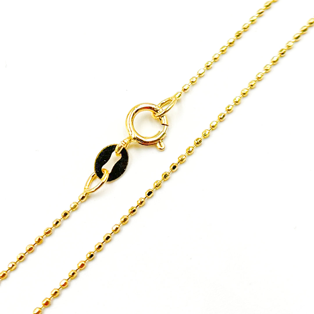 14K Solid Gold Diamond Cut Ball Chain