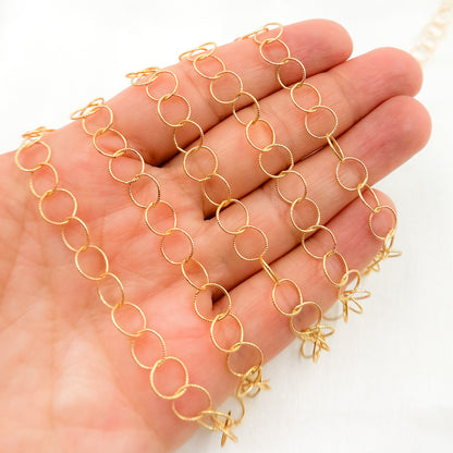 14K Gold Filled Twisted Round Link Chain